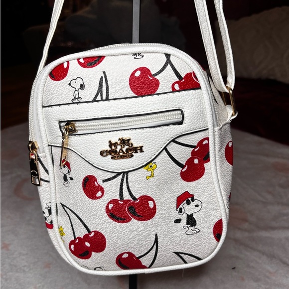 Cherry and Snoopy Print Backpack with small cross body bag. - Picture 6 of 8